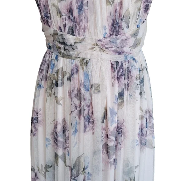 Candalite Dusty Pink Floral Mesh High Neck Maxi Dress Women's Size S - Picture 6 of 11